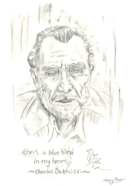 Charles Bukowski Portrait in schwarz und weiß