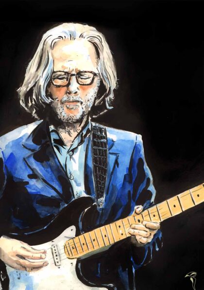 Portrait von Eric Clapton an der Gitarre