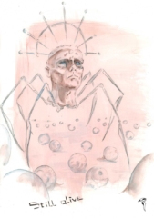 Spiderhead gezeichnetter Kopf mit Spinnenbeinen