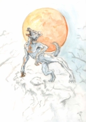 Werwolf Ein Werwolf der den Mond anheult