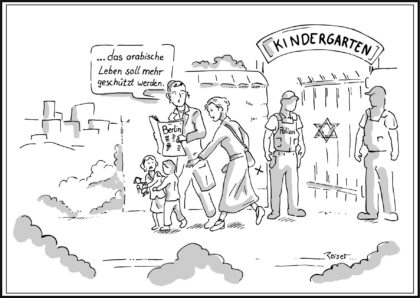juedischer Kindergarten Eine jüdische Familie vor einem beschützten Kindergarten in Berlin.