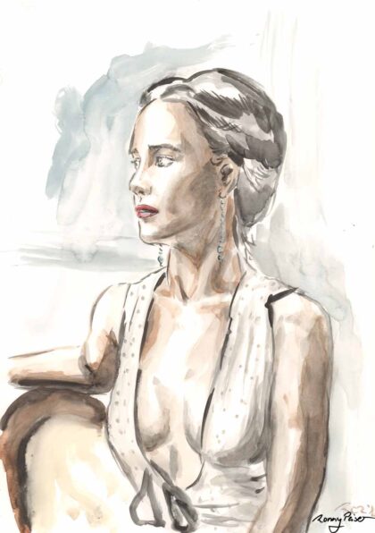 Portrait von Emilia Clarke in Aqaurell